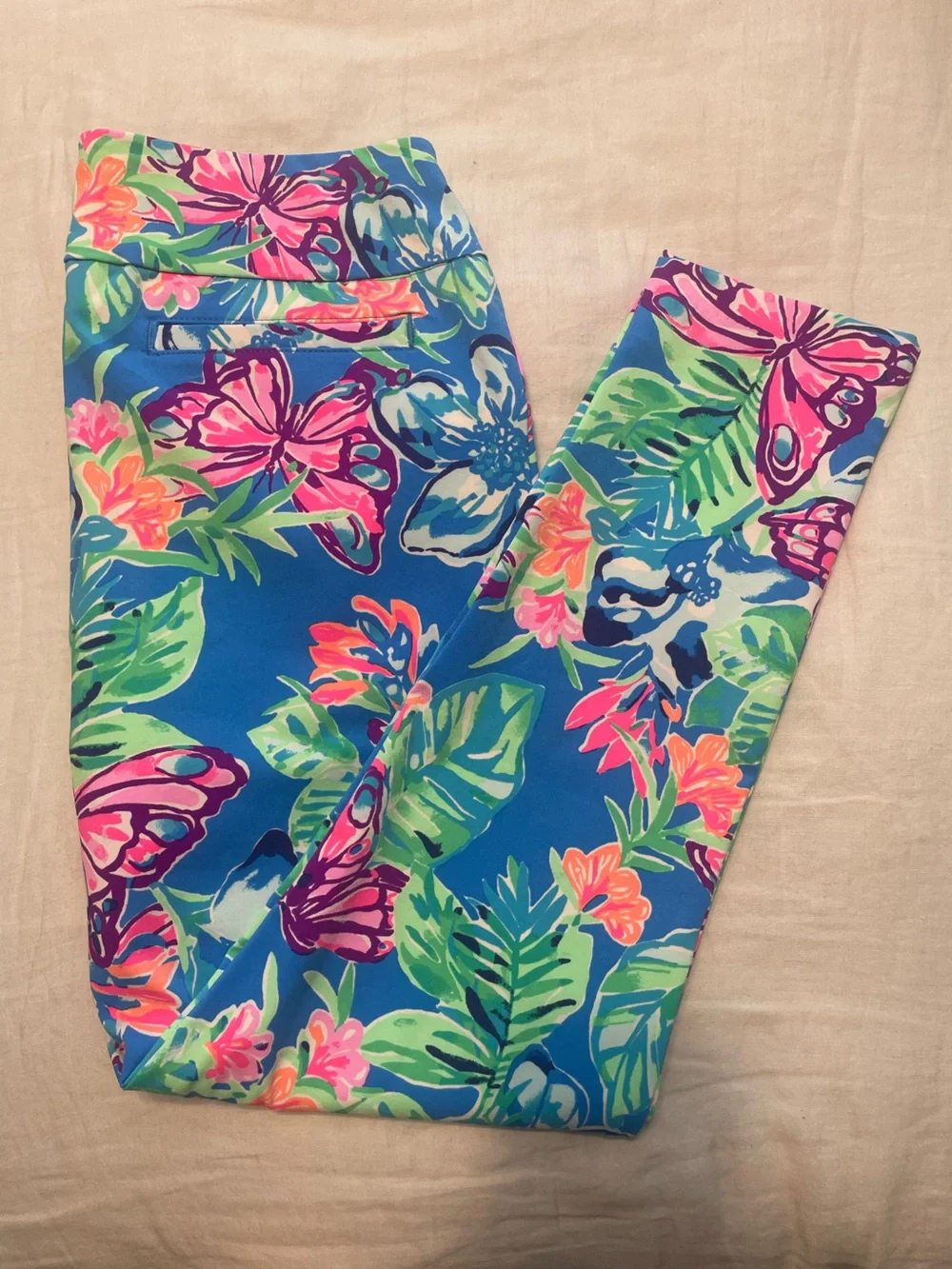 NWOT Lilly Pulitzer Corso Pant UPF 50+ Luxletic Butterfly Print Pundy Blue Sz 10 - Picture 2 of 8